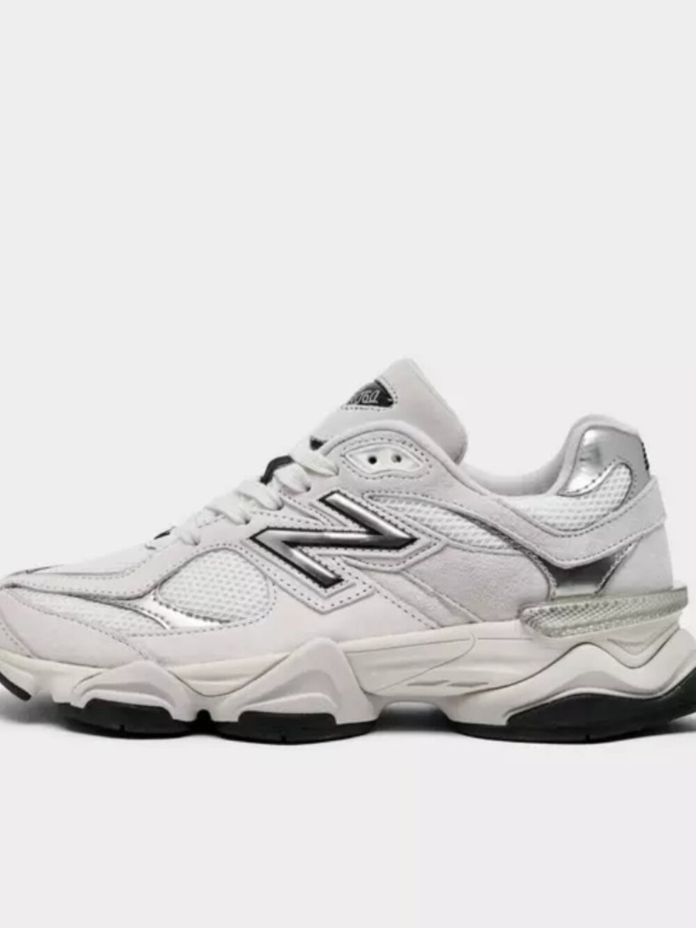 Women's New Balance 9060 Shoes - White Black Silver Metallic U9060JRB - Picture 4 of 9